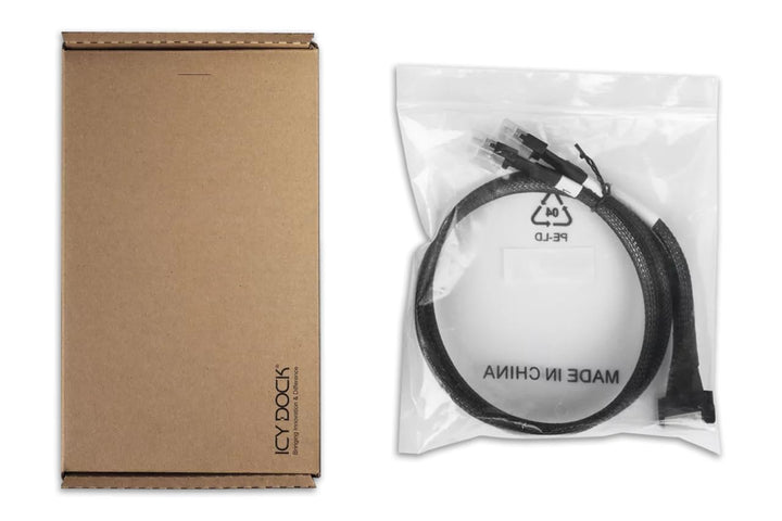 ICY DOCK MB310L-B Datenkabel - 1x MCIO SFF-TA-1016 8i zu 2x SlimSAS SFF-8654 4i Länge 50cm PCIe 4.0
