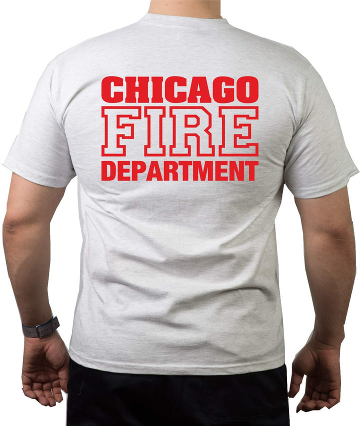 T-Shirt Chicago FIRE DEPT mit Standard-Emblem und Schriftzug - Feuerwehr von Chicago XL Ash, XL Ash