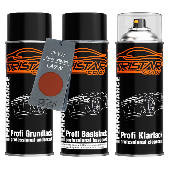 TRISTARcolor Autolack Spraydosen Set für VW/Volkswagen LA2W Copper Orange Metallic Grundlack Basisla