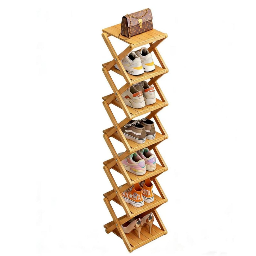 Schuhregal, Faltbares Bambusregal für Schuhe, Eingangsregal, Schrank, Schlafzimmer, Flur, natürlich,