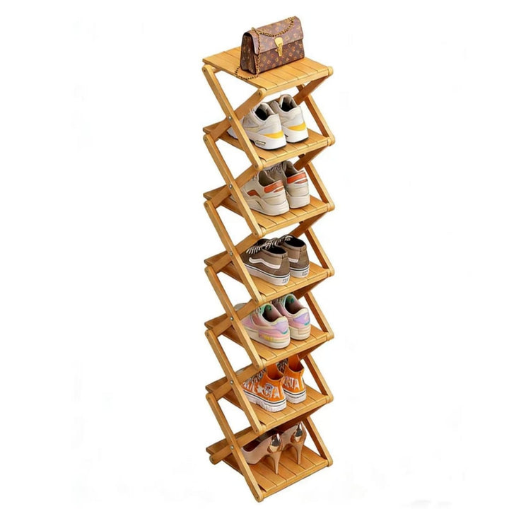 Schuhregal, Faltbares Bambusregal für Schuhe, Eingangsregal, Schrank, Schlafzimmer, Flur, natürlich,