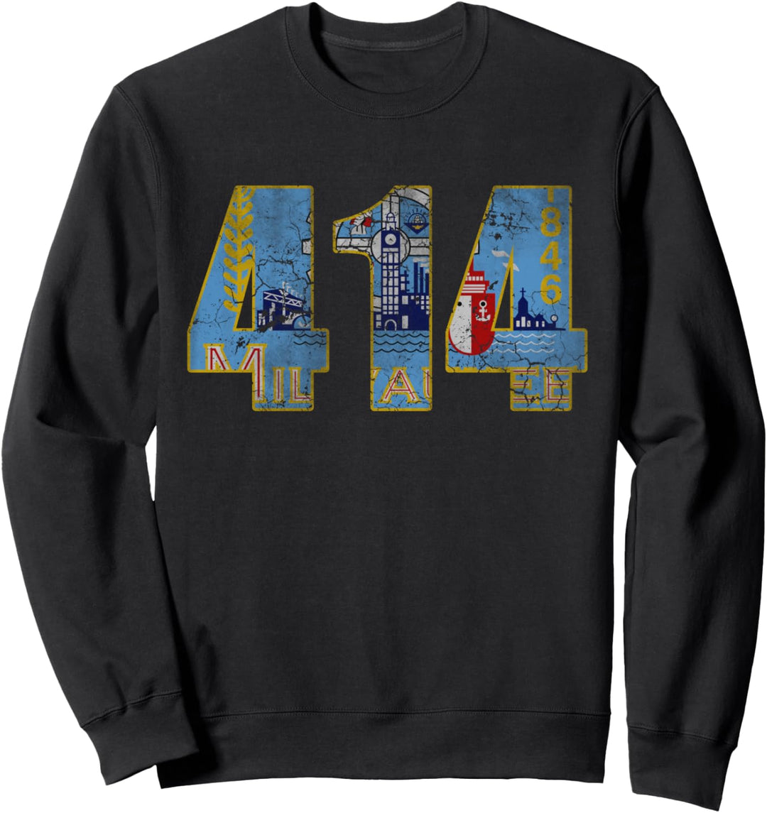414 Milwaukee Flagge Wisconsin Herren Damen Kinder Sweatshirt