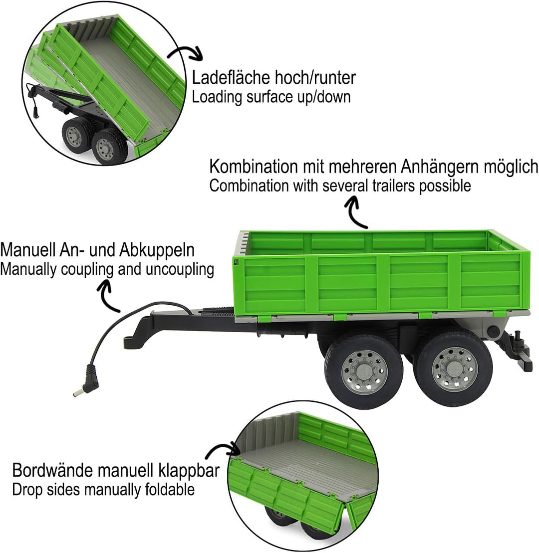 JAMARA 412412 - Kipper für Fendt 1050 - Ferngesteuerte Kippmulde hoch/Runter, Anhängerkupplung vorne