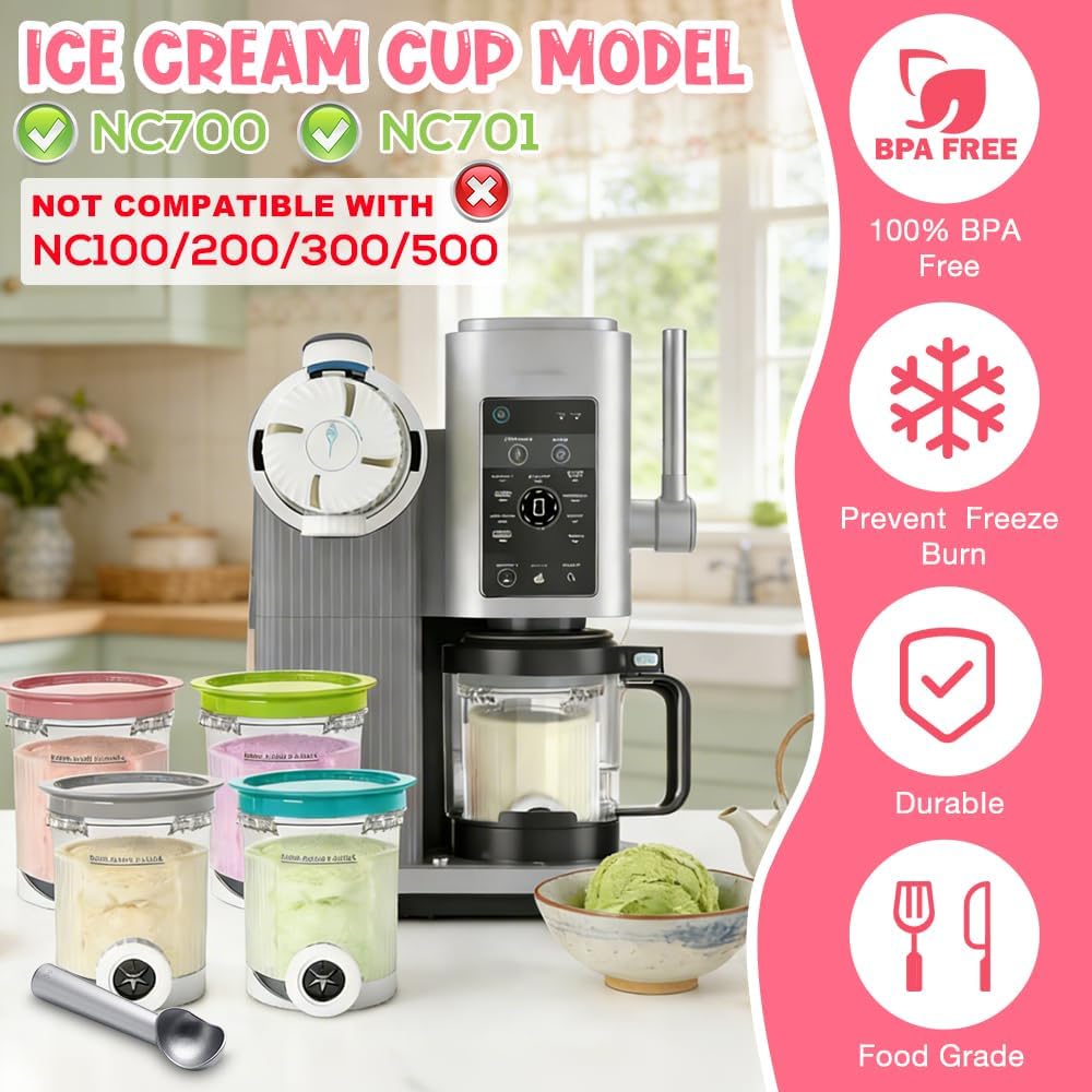 4 Stück für Ninja Swirl Behälter 500 ml, Kompatibel Ninja Creami Swirl Behälter, Ninja Eismaschine Z