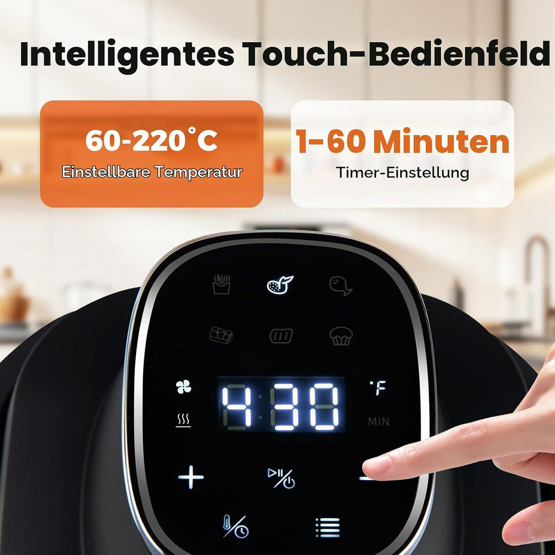 LIFEZEAL Tragbare 6-in-1 Heissluftfritteuse, 4 L &amp; 1,7 L austauschbare Glasbehälter mit Deckel, Heis
