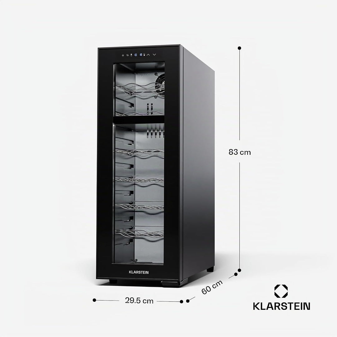 Klarstein Freistehender Weinkühlschrank 2 Zonen, Getränkekühlschrank Klein, Kleiner Weinschrank, Wei
