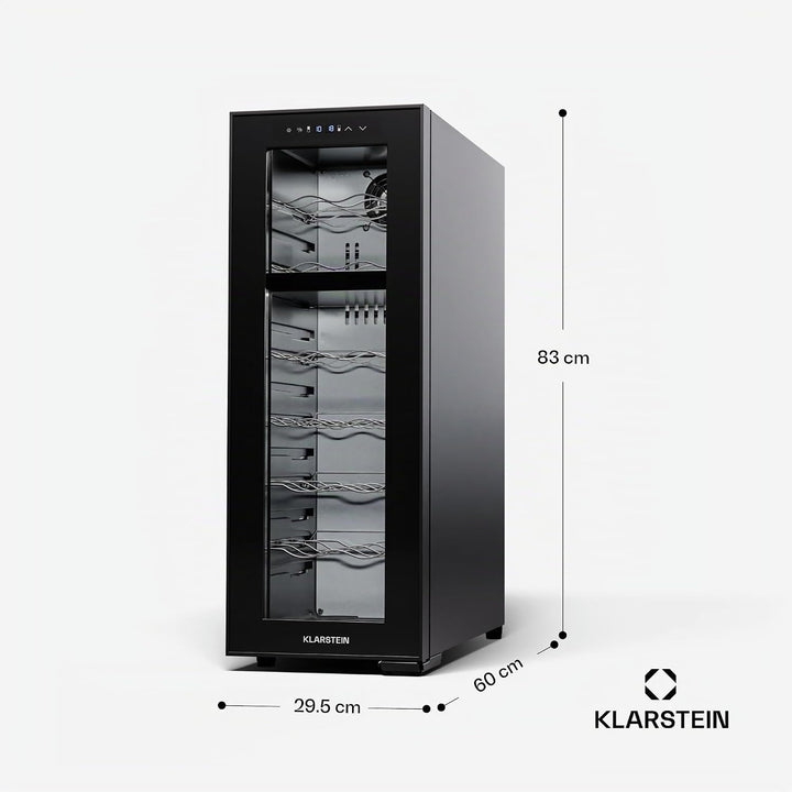 Klarstein Freistehender Weinkühlschrank 2 Zonen, Getränkekühlschrank Klein, Kleiner Weinschrank, Wei
