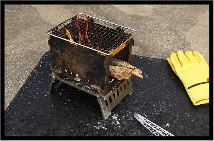 Feuerfeste Matte 80x75cm - Hitzebeständig bis 550°C - Für Kamin, BBQ, Grill &amp; Feuerstelle, Feuerscha