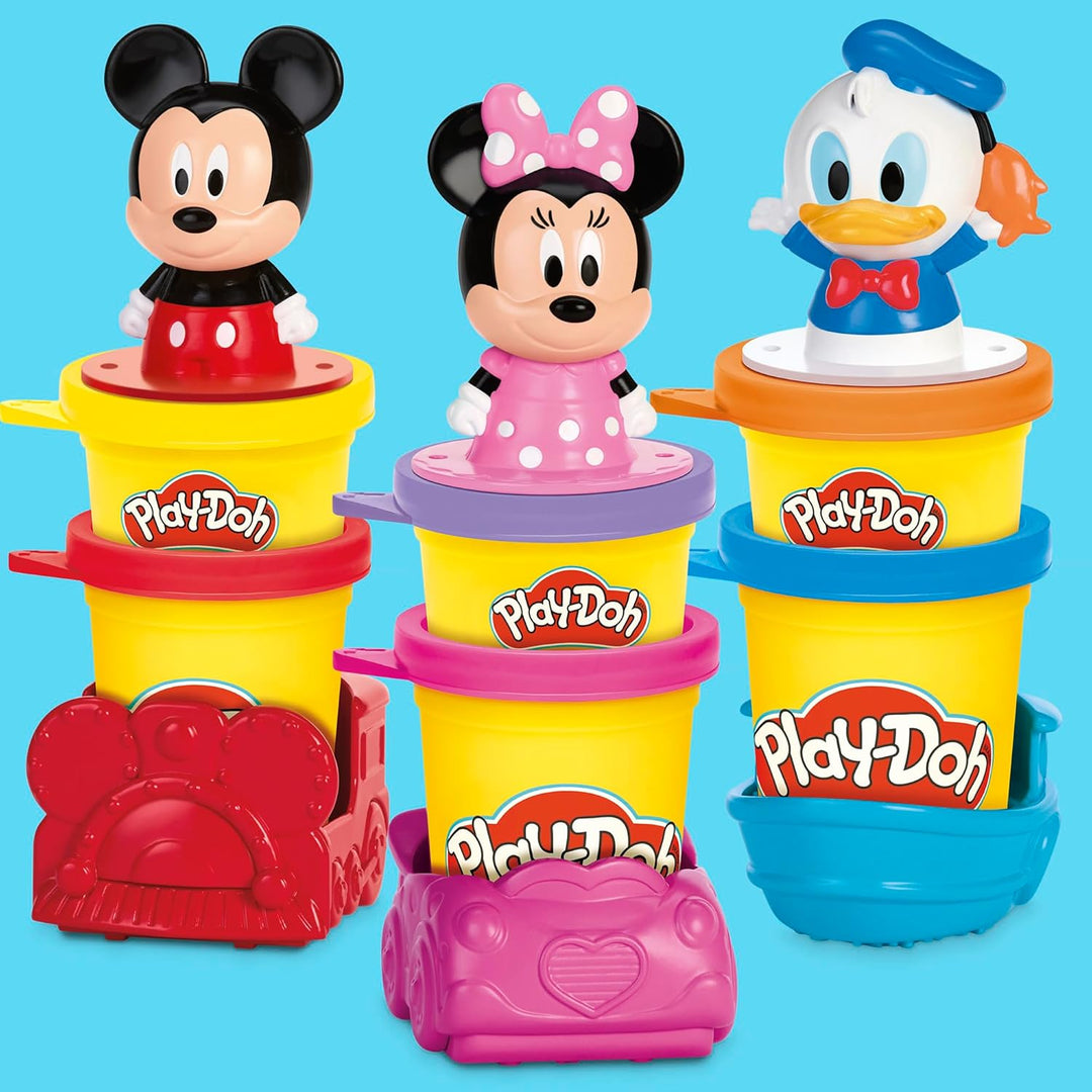 Play-Doh Disney Junior Fahrzeugstempel Megapack mit Micky, Minnie & Donald, zum Kneten und Spielen,