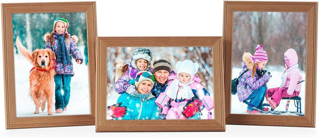 PHOTOLINI Bilderrahmen 15x20 cm Holz Eiche-Optik Landhaus-Stil, 3er Set Holz-Rahmen, Made in Germany