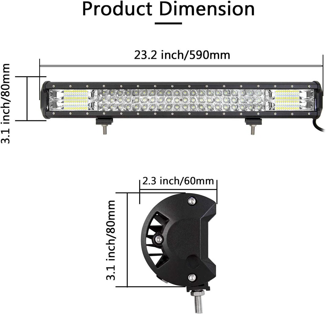 SKYWORLD LED Arbeitsscheinwerfer Bar 59cm 324W Zusatzscheinwerfer 12V 24V IP67 Wasserdicht Flutlicht