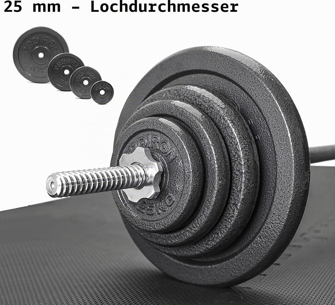 PROIRON Hantelscheiben-Set aus Gusseisen, 1,25 kg, 2,5 kg, 5 kg, 10 kg (verschiedene Grössen) für 2,