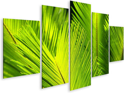 Bild auf Leinwand Grüne Palme Blätter Im Wind Wandbild Poster Kunstdruck Bilder Format: 170x80cm - 5