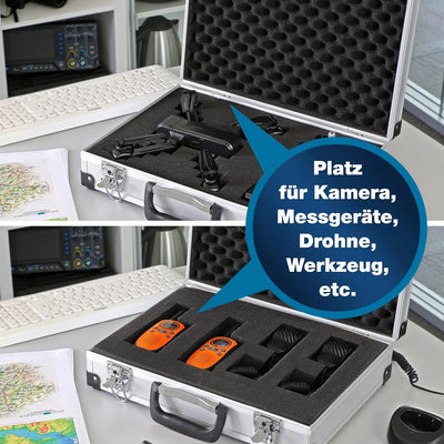 PeakTech 7265, Transportkoffer für Messinstrumente, widerstandsfähiger Aluminiumkoffer, Werkzeugfach