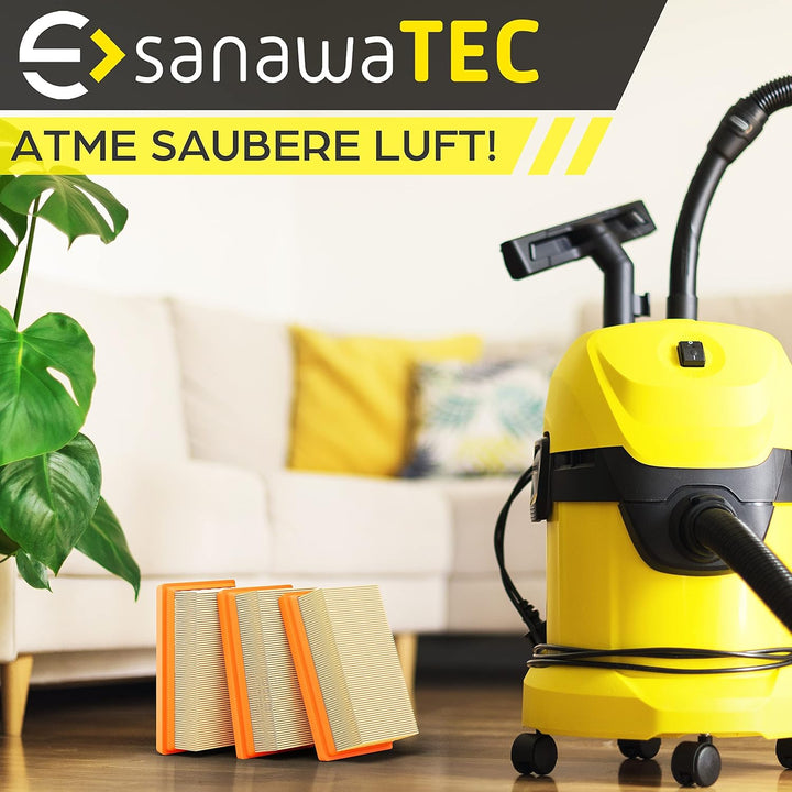 HAYATEC 3x Filter als Ersatz für Kärcher WD5 Filter kompatibel mit Kärcher Mehrzwecksauger WD4 WD5 W