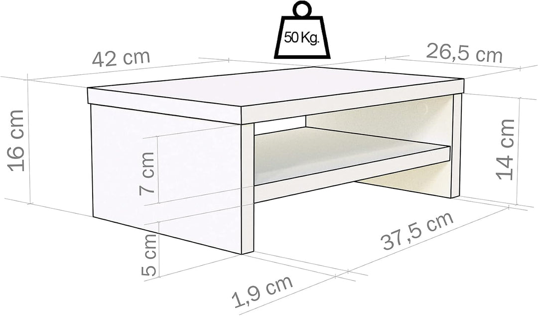 Henor, Monitorständer mit Mittelablage, TV-Bildschirmerhöhung, in FSC® FSC® Holz, 42 x 26,5 x 16 cm.