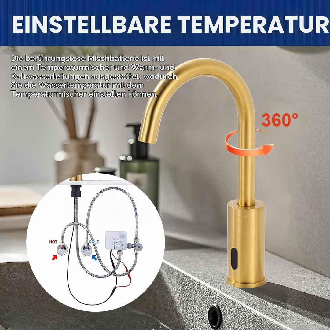 iVIGA Wasserhahn Sensor, Badarmatur Infrarot Sensor für Badezimmer Wasserhahn Bad Automatisch mit St