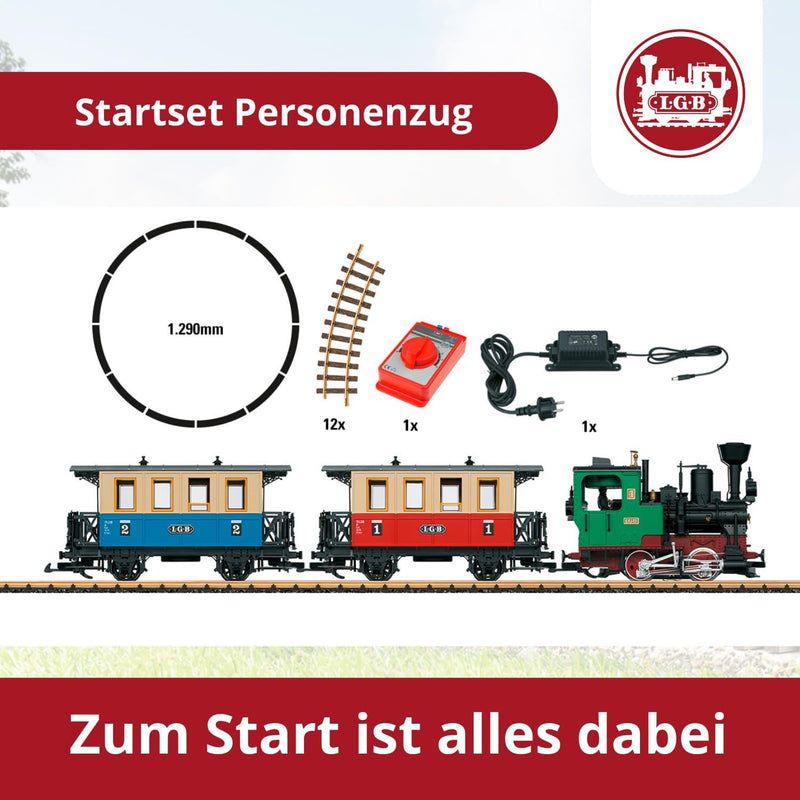 LGB 70307 Gartenbahn Starterset Personenzug– L70307, Gartenbahn-Modelleisenbahn, mit Lokomotive und