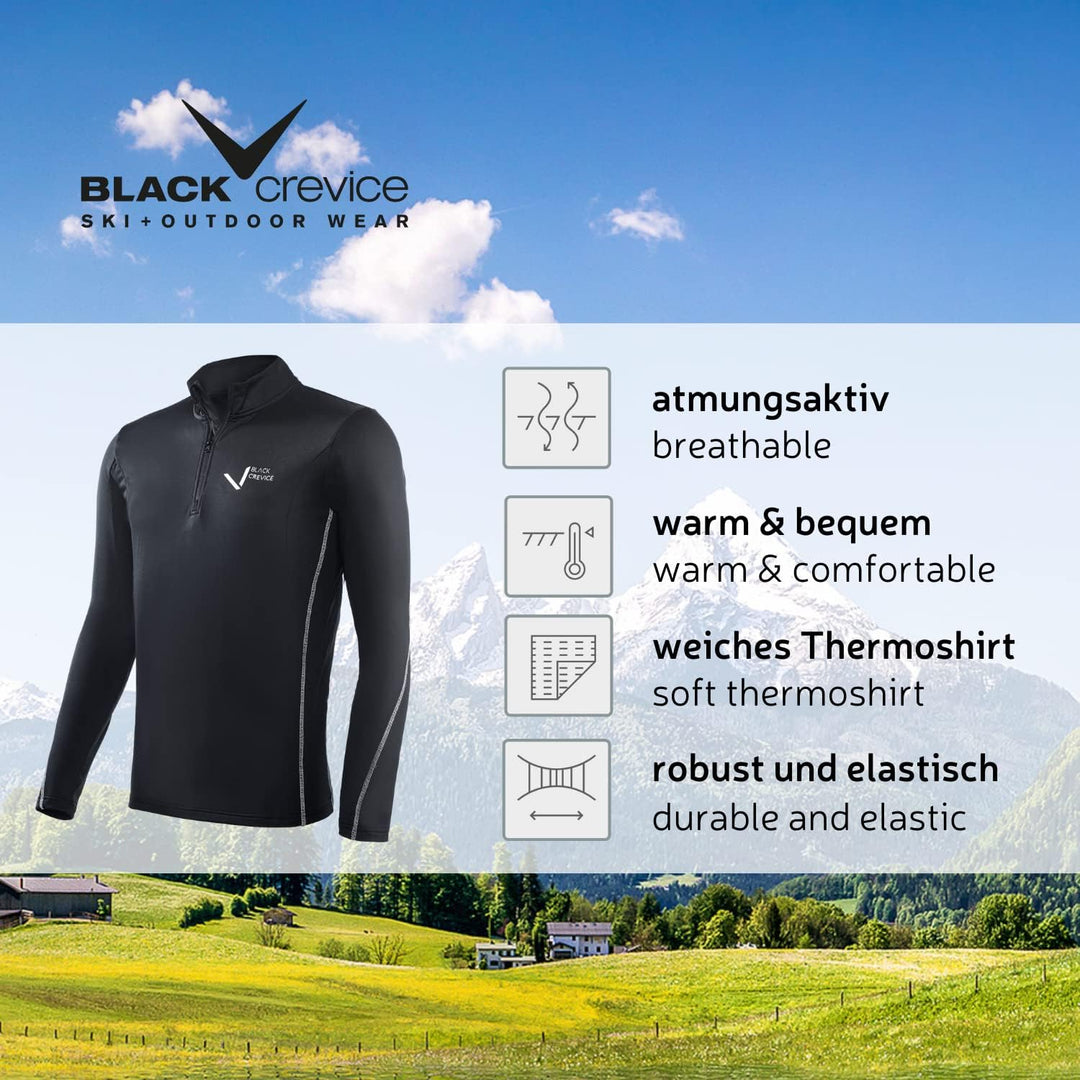 Black Crevice Herren Skirolli I Herren-Funktionsshirt Grössen I atmungsaktives Herren-Langarm-Funkti