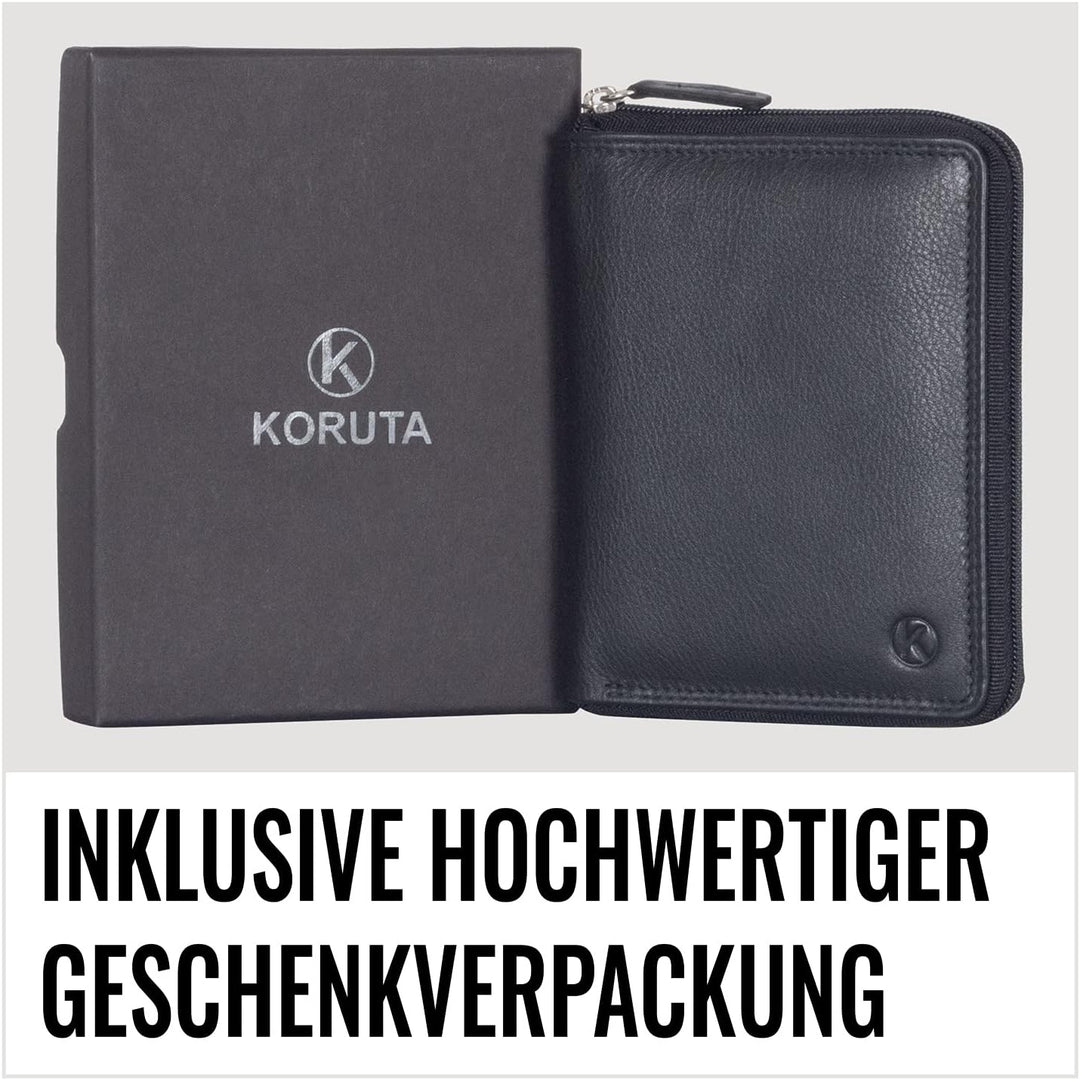 KORUTA® Geldbörse Damen Leder mit RFID Schutz I Portemonnaie Damen Gross mit Münzfach I Echtleder Ge