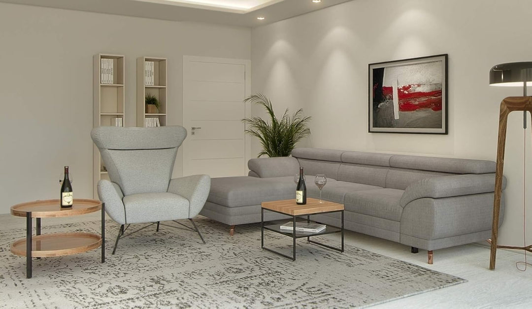 M2 Kollektion Alva 2 Couchtisch, Echtholz Wildeiche furniert, braun, Durchmesser 65cm, Höhe 46cm, Al