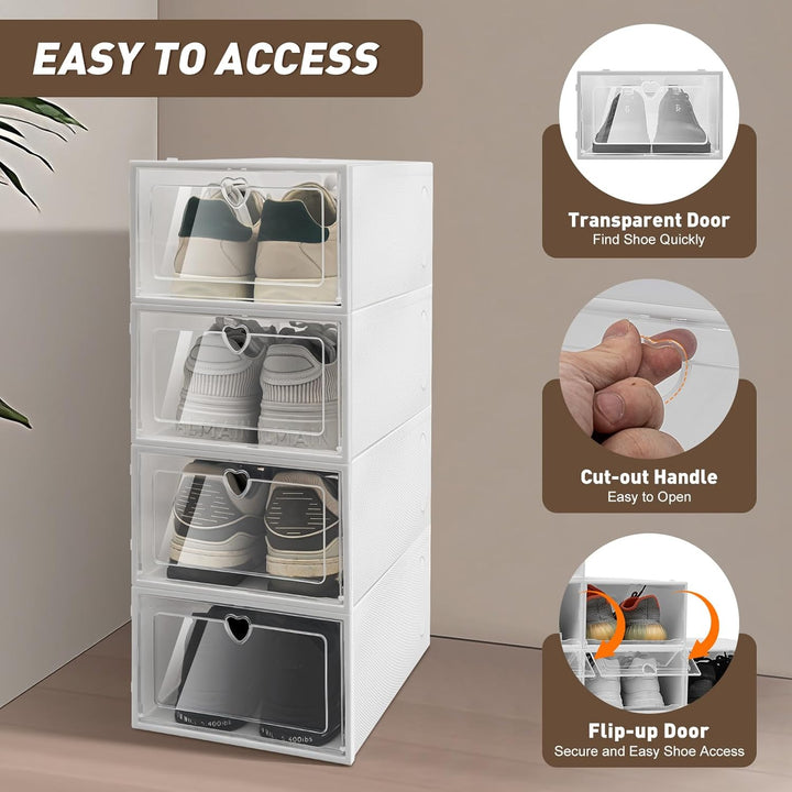 20er Set Schuhboxen Stapelbarer Schuh-Organizer transparente Schuhkartons aus Kunststoff(33 * 23 * 1