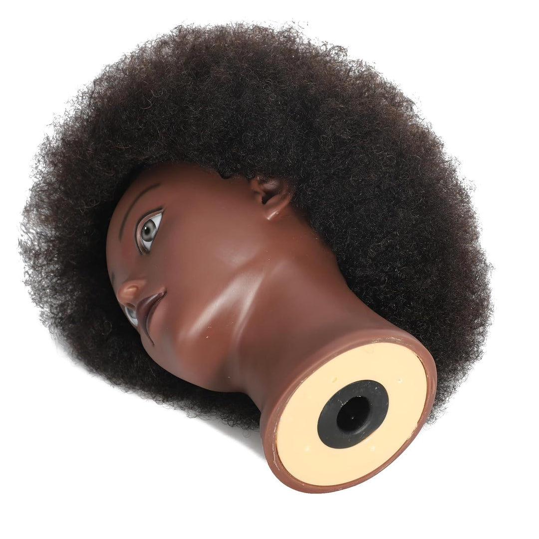 Training Head African American with 100% Human Hair Mannequin Head Cosmetology Afro Hair Manikin Hea