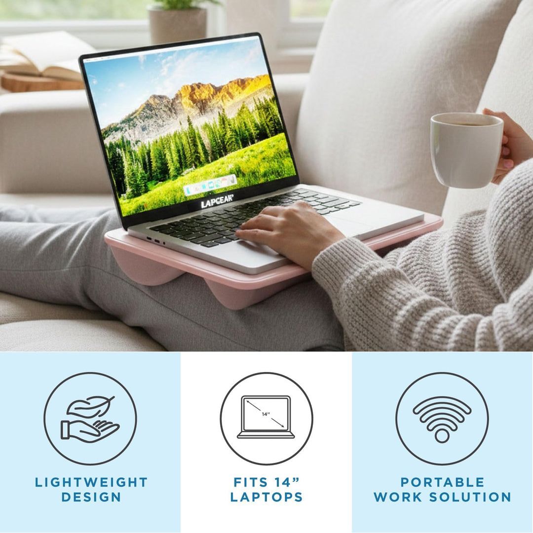 LAPGEAR Kompakter Schossschreibtisch – Rosenquarz – passend für Laptops bis zu 38,1 cm (15 Zoll) – S