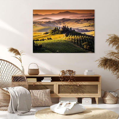 Bilder auf Leinwand 100x70cm Leinwandbild Landwirtschaft Bauernhof Toskana Weinberg Gross Wanddeko B