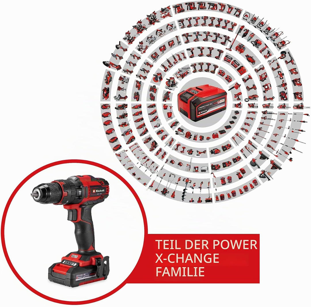 Einhell Akku-Schlagbohrschrauber-Set TE-CD 18/40 Li-i +64 (1x 2,0 Ah) Power X-Change (18 V, 40 Nm, S