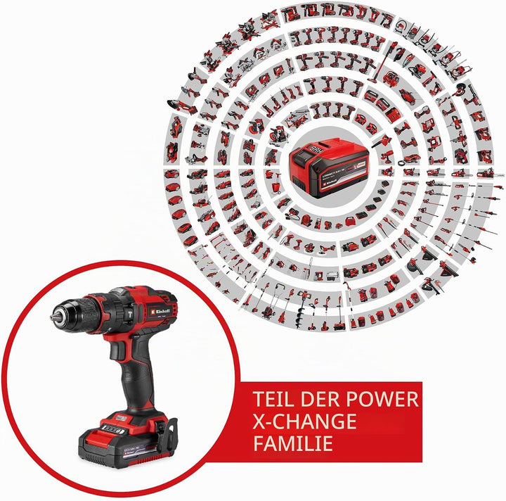 Einhell Akku-Schlagbohrschrauber-Set TE-CD 18/40 Li-i +64 (1x 2,0 Ah) Power X-Change (18 V, 40 Nm, S