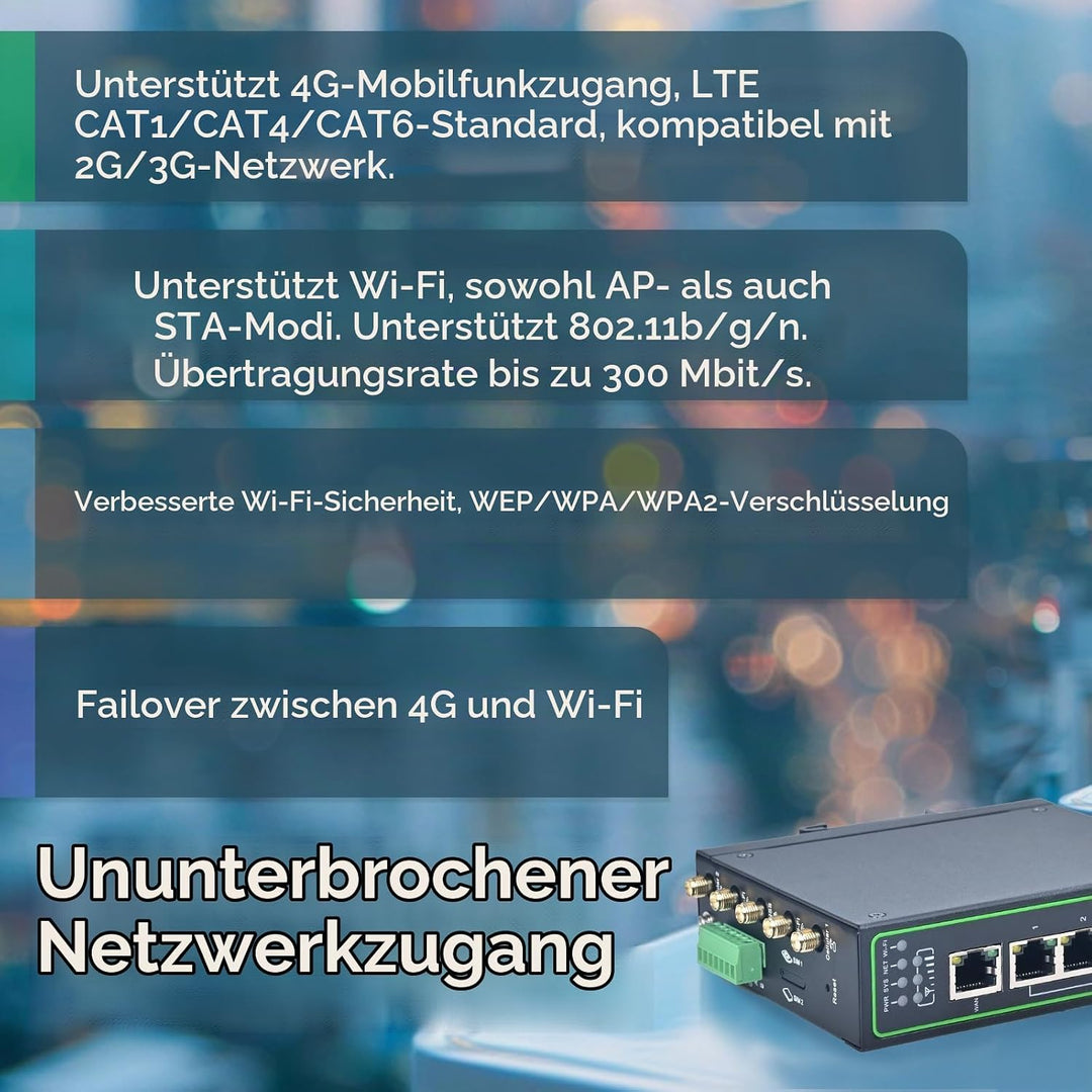 InHand Networks IR315 4G Industrial Router,LTE CAT4,Wi-Fi,IoT Gateway,VPN Router, Dual SIM Slots,5 F