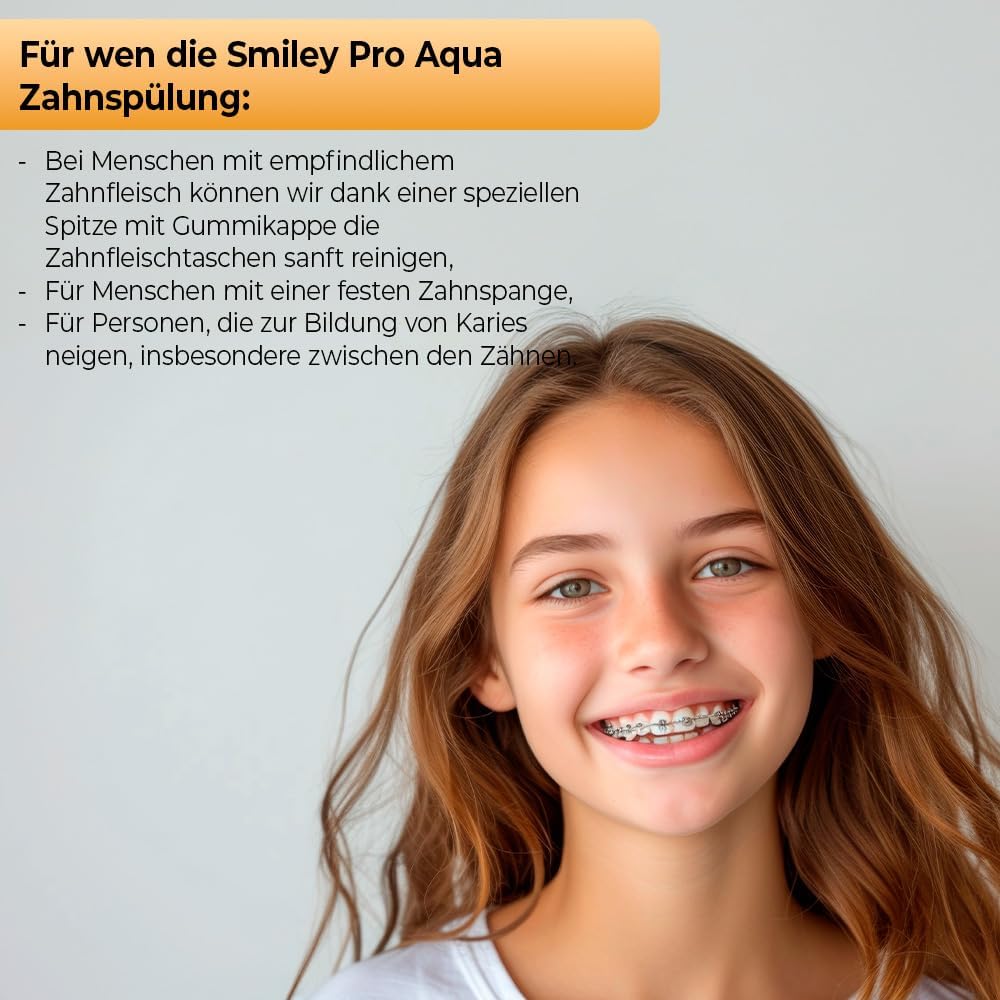 SMILEY Pro Aqua Munddusche Kabellos Zahndusche | Elektrisch Zahnreinigung Zahnzwischenraumreiniger I