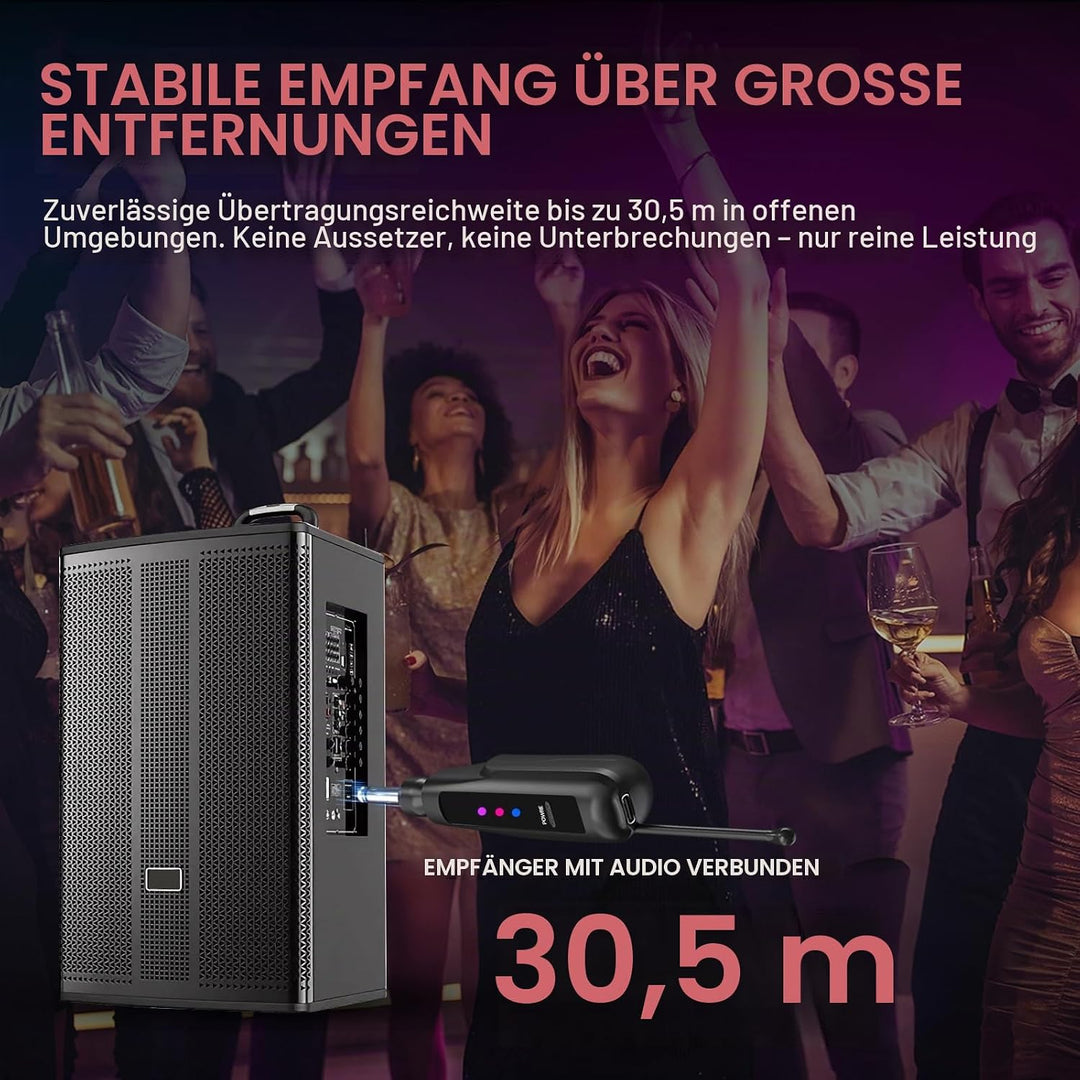 Aveek Kabelloses Karaoke Mikrofon Set, Professionelle Funkmikrofon Set 2.4G, Wiederaufladbar mit USB