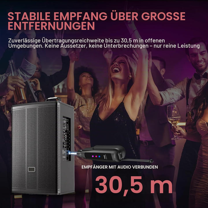 Aveek Kabelloses Karaoke Mikrofon Set, Professionelle Funkmikrofon Set 2.4G, Wiederaufladbar mit USB