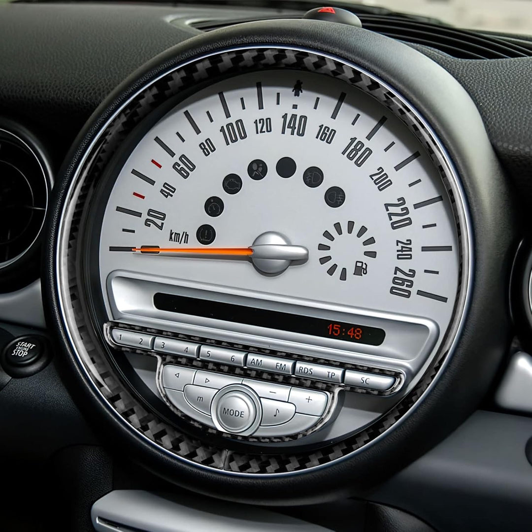 KUNGKIC Kohlefaser Auto Tachometer Dekorative Aufkleber Innenraum Carbon Fiber Speedometer Trim für