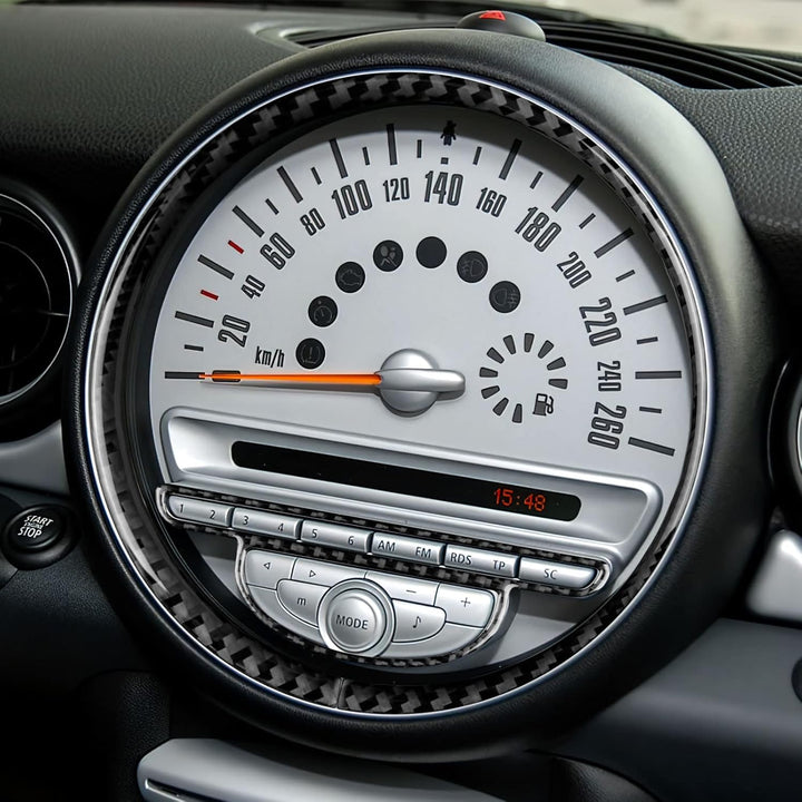 KUNGKIC Kohlefaser Auto Tachometer Dekorative Aufkleber Innenraum Carbon Fiber Speedometer Trim für