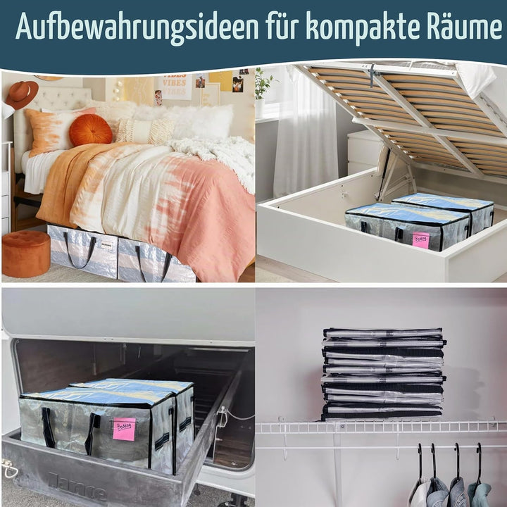 VENO Umzugstaschen 6 Stück Aufbewahrungstasche mit Griffe und Reissverschlüssen, Kleideraufbewahrung