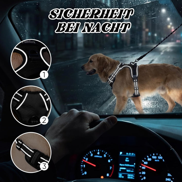 Funfox Hundegeschirr Kleine Hunde, Anti Zug Brustgeschirr Verstellbares Welpengeschirr, Antiziehgesc