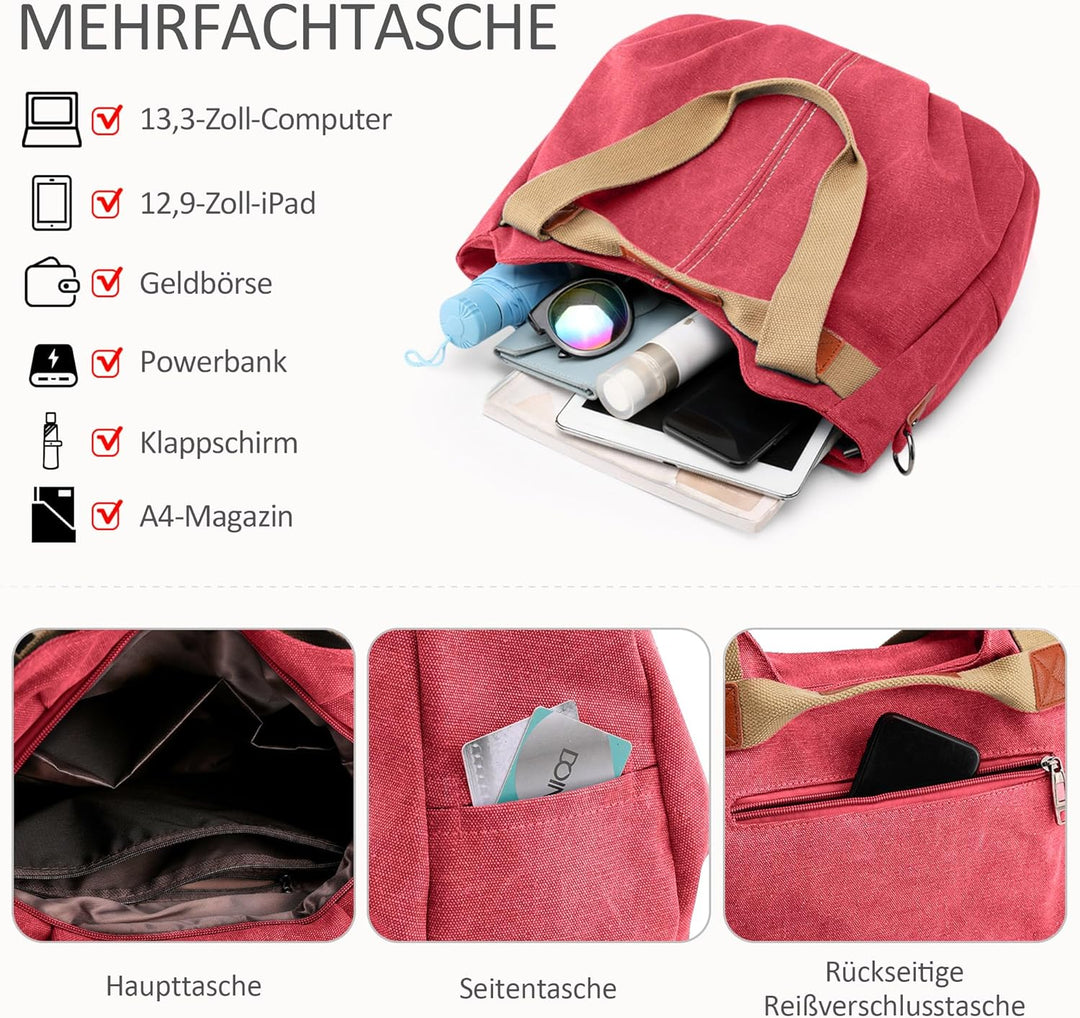 DIRRONA Casual Damen Segeltuch Umhängetasche Gross Kapazität Handtasche Reise Schultertasche Multifu