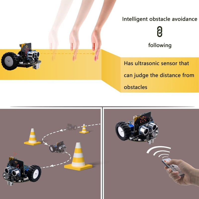 GeeekPi DeskPi MicroCar Microbit Mini Cutebot Kit Suitable for BBC Micro:bit V2,DIY Programmable Rob