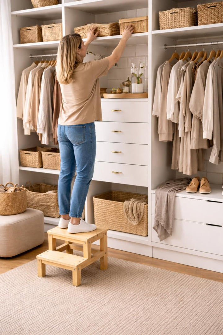 MG Design Kinder Tritthocker Holz 2 Stufen - stabil und sicher, Kindertreppe für Kinder und Erwachse