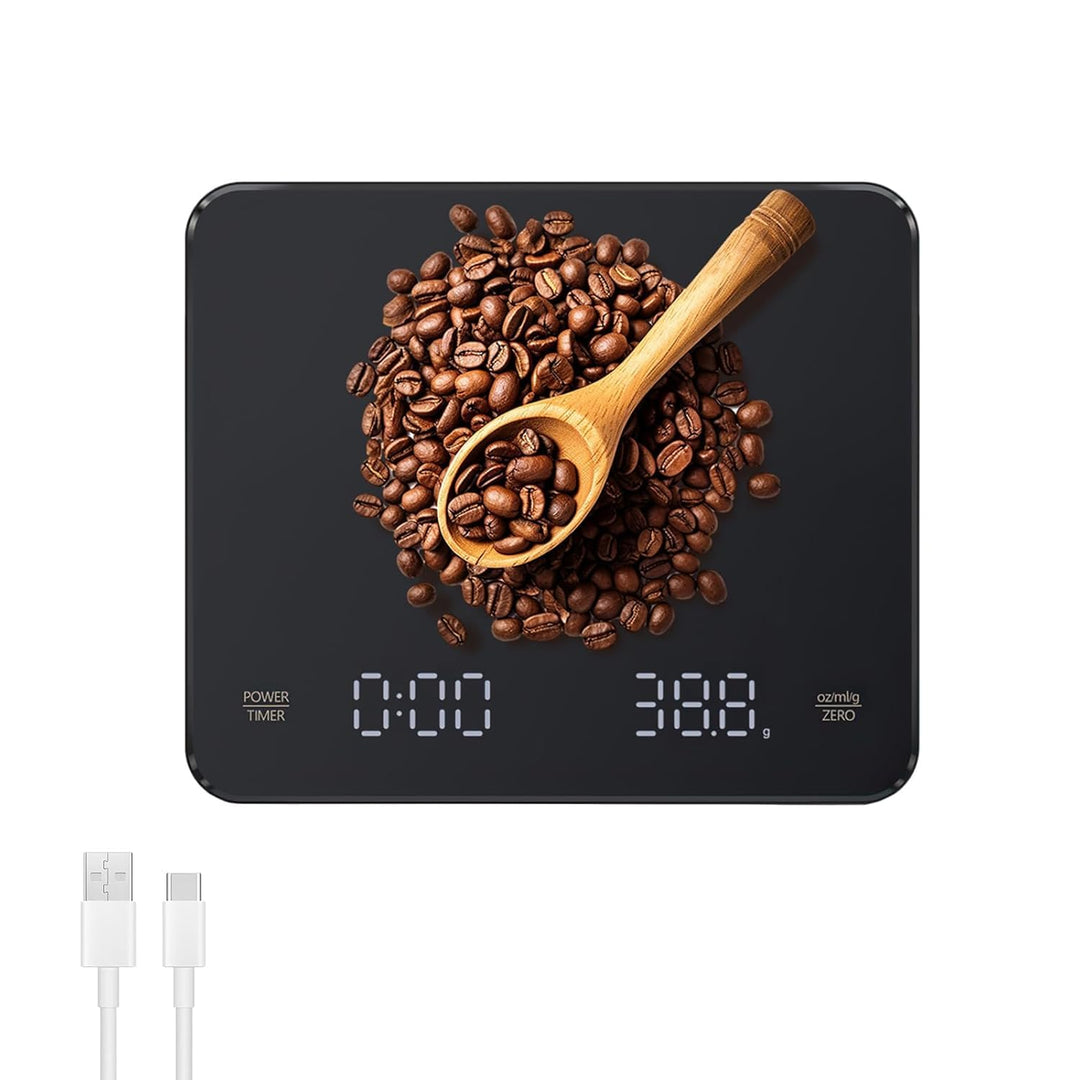 OBEST Mini Kaffeewaage mit Timer, 3kg/0.1g Hochpräzise Wiederaufladbare Digitale Kaffeewaage,Tragbar