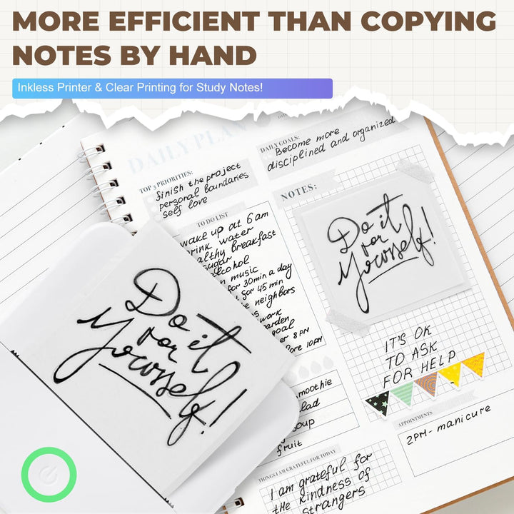 PRAOAHEI Mini Drucker, Tragbarer Fotodrucker mit 10 Rollen Druckerpapier, Bluetooth-Etikettendrucker