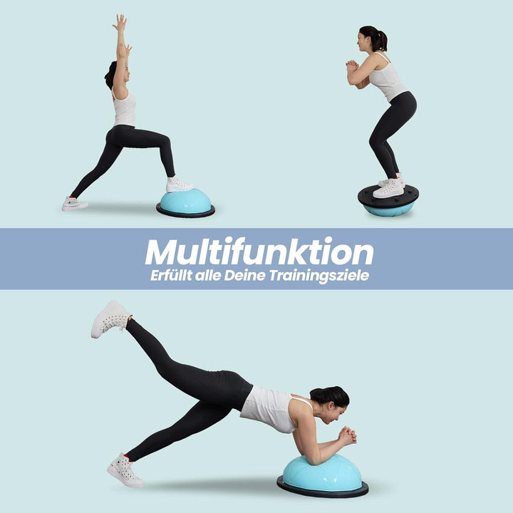 DH FitLife Balance Ball, Yoga Gleichgewichtstrainer Φ60*22cm bis 200 KG belastbar, halber Gymnastikb