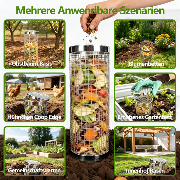 2 Packung Unterirdische Wurm Kompostierbestand - Kleine Runde Metall Edelstahl Komposter für Familie