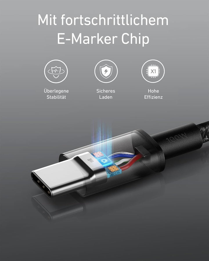 Anker USB C Kabel (2 Stück, 1,8m, PD 3.0) USB-C Kfz-Ladegerät (30W, 2-Port, Typ-C Kfz-Netzteil)