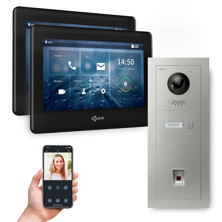 Goliath Hybrid | 2-Draht Bus | Full-HD Video Türsprechanlage | App | 1-Fam | 2 x Full-Touchscreen 7"