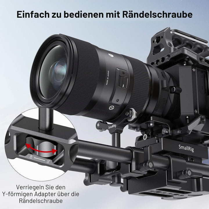 SMALLRIG Linsenunterstützung mit 15mm LWS Stangenklemme, 15mm Lens Support Kompatibel mit einem Durc