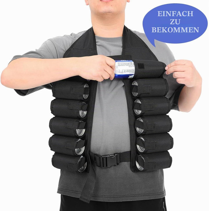 LIOOBO Biergürtel 12 Taschen Getränkeweste Getränkehalter für Outdoor Bergsteigen Klettern Camping R